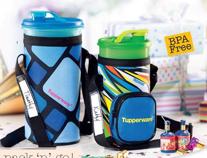 Thirstquake Tupperware bottles with pouch